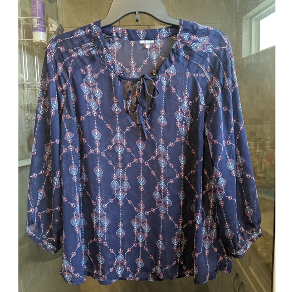 Charlotte Russe Tops - DONATING 1/20/25 Charlotte Russe Sheer Navy Blouse